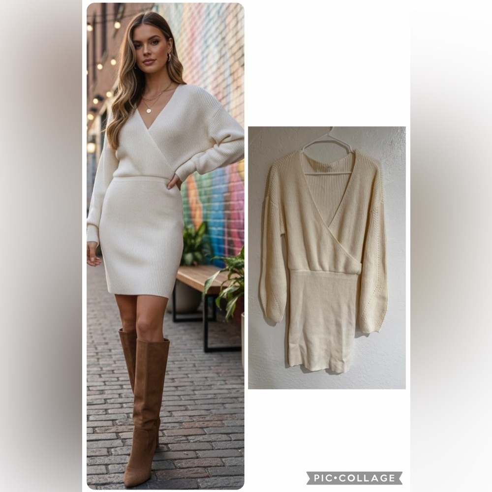 Tularosa Cream Knit Sweater Dress size L